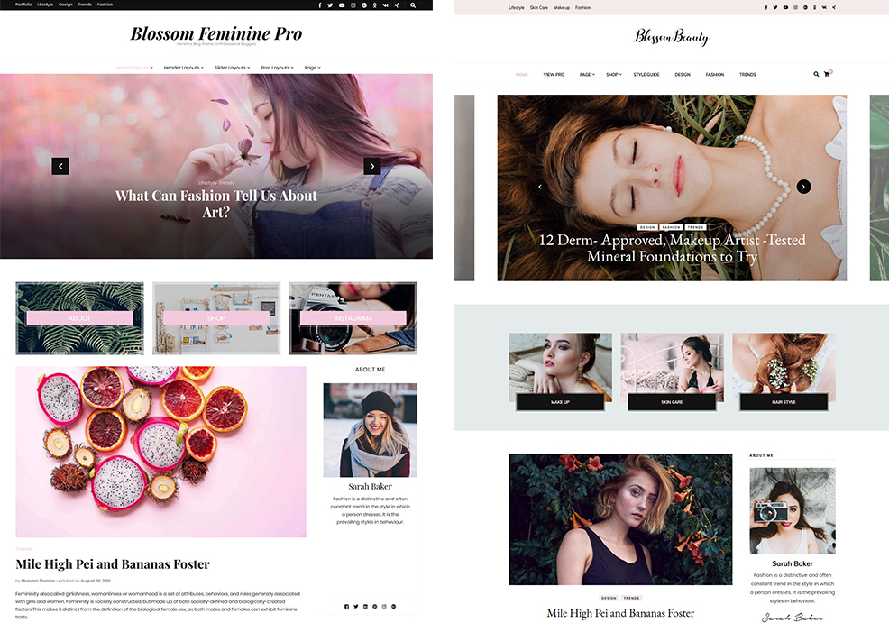 Pipdig alternatives - wordpress blog themes - Blossom themes - blossom feminine