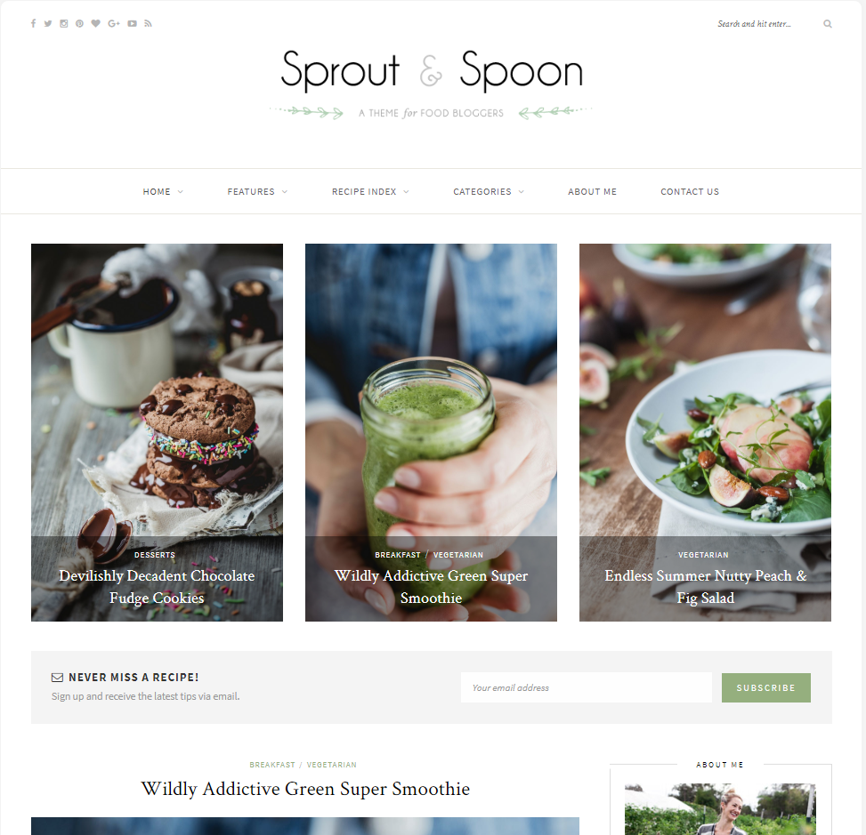 Pipdig alternatives - wordpress blog themes - Solo Pine - sprout & spoon
