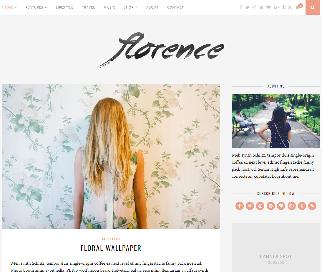 Pipdig alternatives - wordpress blog themes - Solo Pine - florence